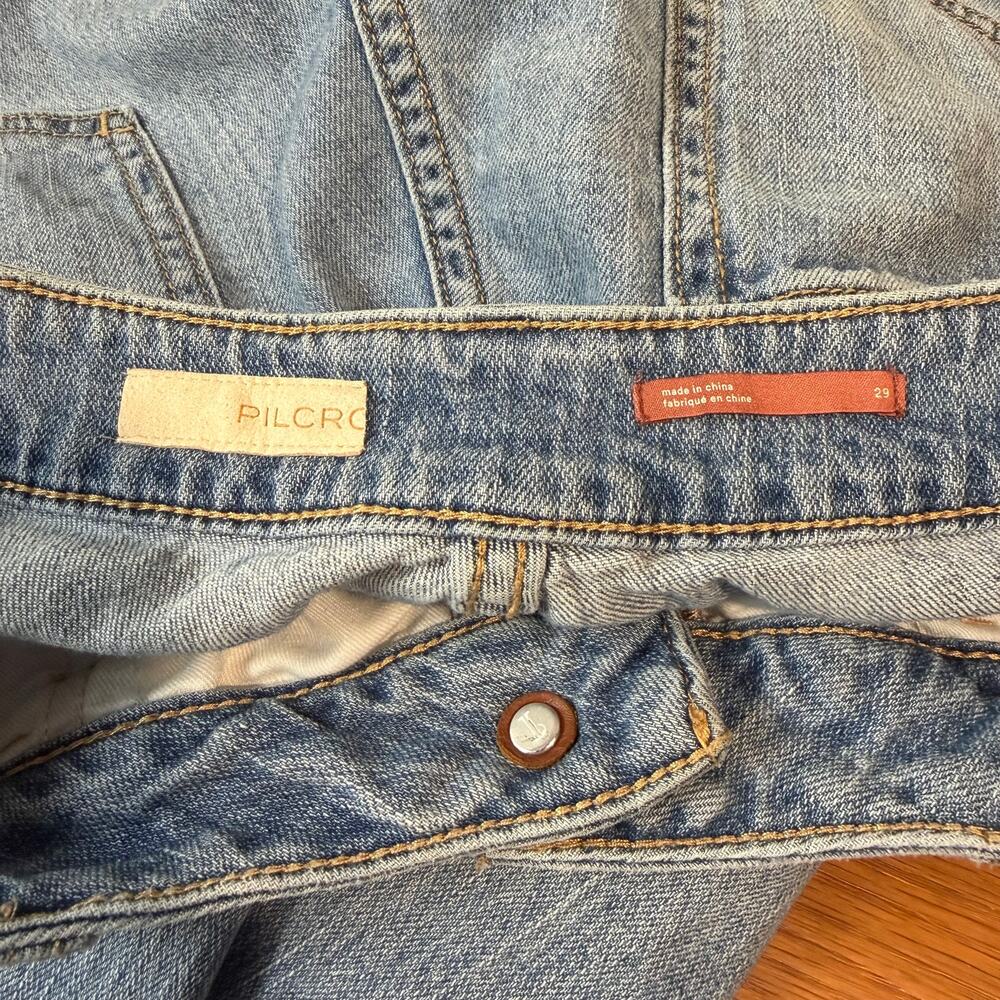 Anthropologie Pilcro High Rise Trouser Bootcut Jeans Button Fly Flare Leg Blue - Picture 10 of 13